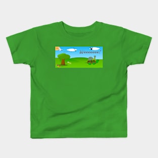 Snail Riding on Turtle’s back saying, Weeeeeee! Kids T-Shirt